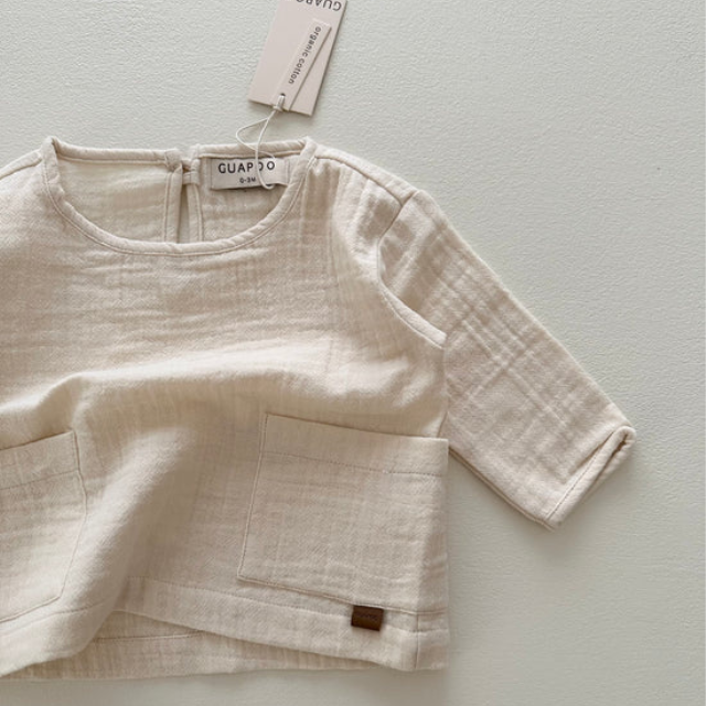 mousseline shirt baby kids lange mouwen guapoo beige