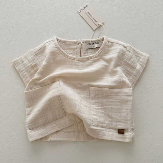 mousseline t shirt baby kids guapoo beige oat