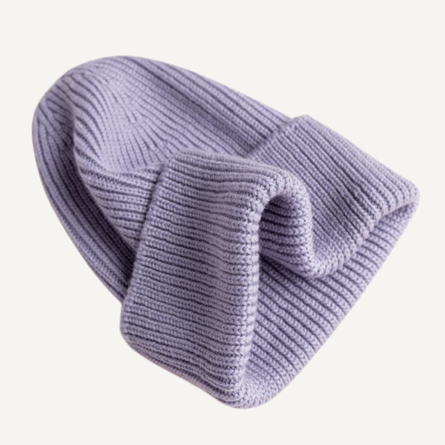 beanie muts hvid merinowol lila kids baby