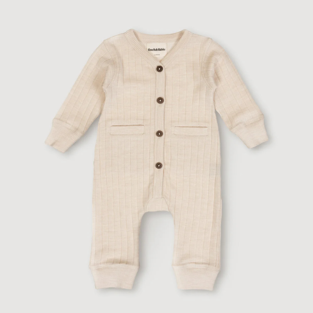 playsuit finch en fable beige oat merinowol