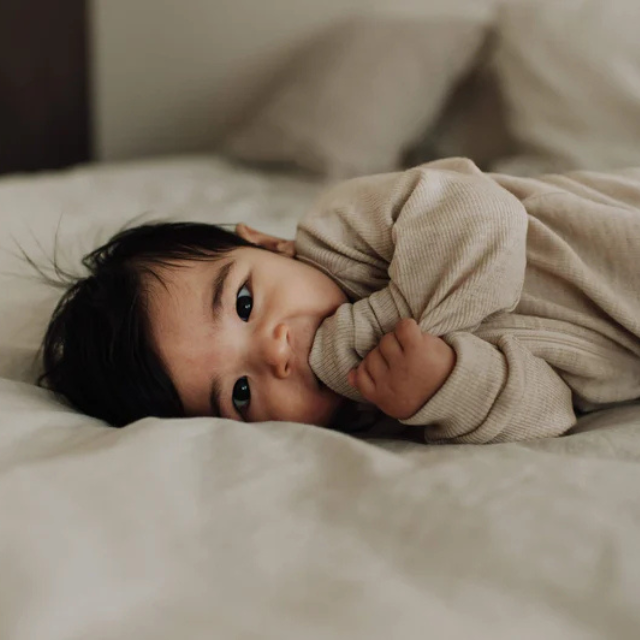 slaapzak beige merinowol wol kico label newborn