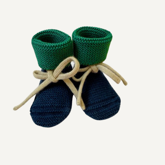 hvid wollenslofjes merinowol blauw groen