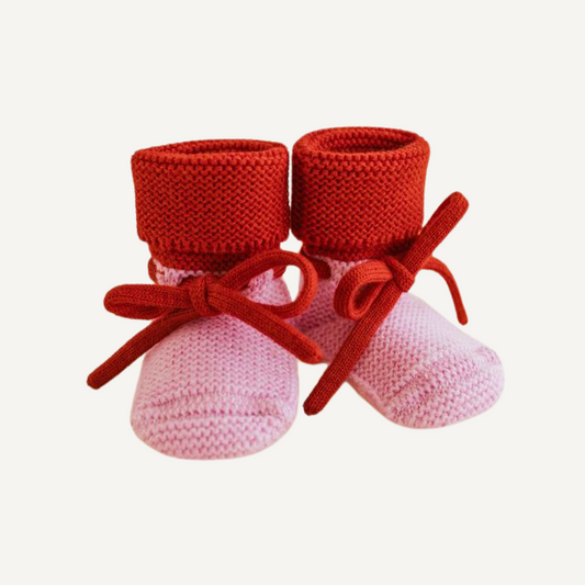 cotton red merinowollen babyslofjes hvid wol