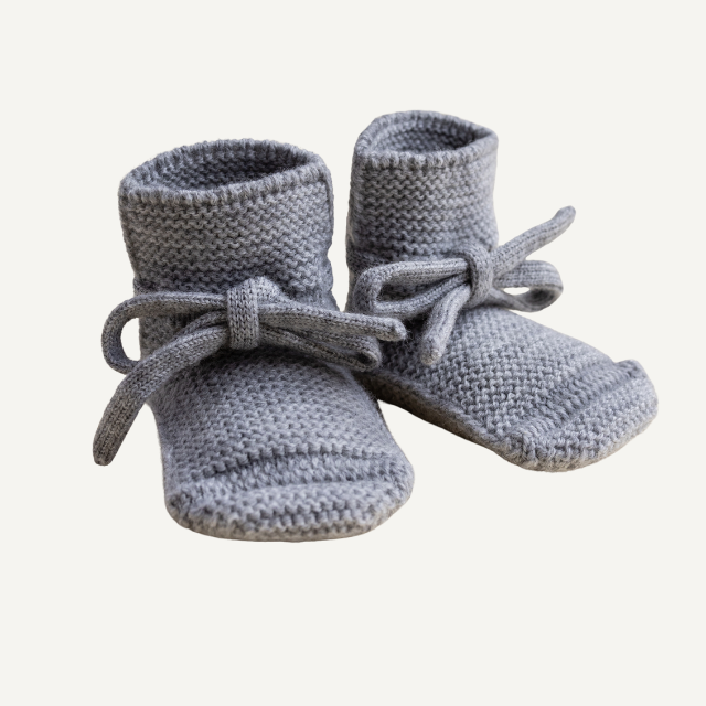 wollenslofjes babyslofjes merinowol grijs