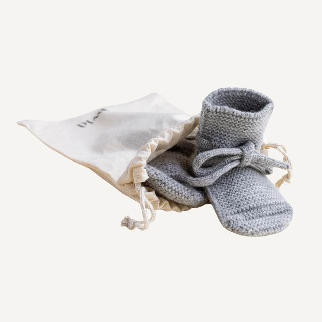 wollenslofjes babyslofjes merinowollenslofjes newborn grey melange