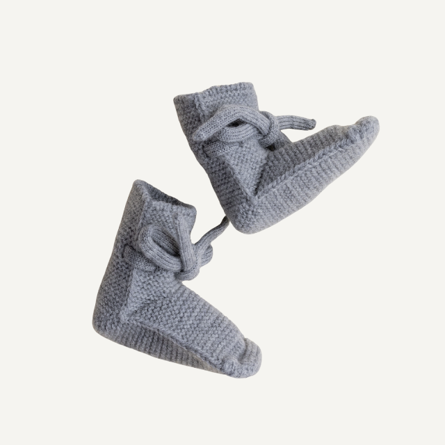 grey melange wollen slofjes newborn hvid