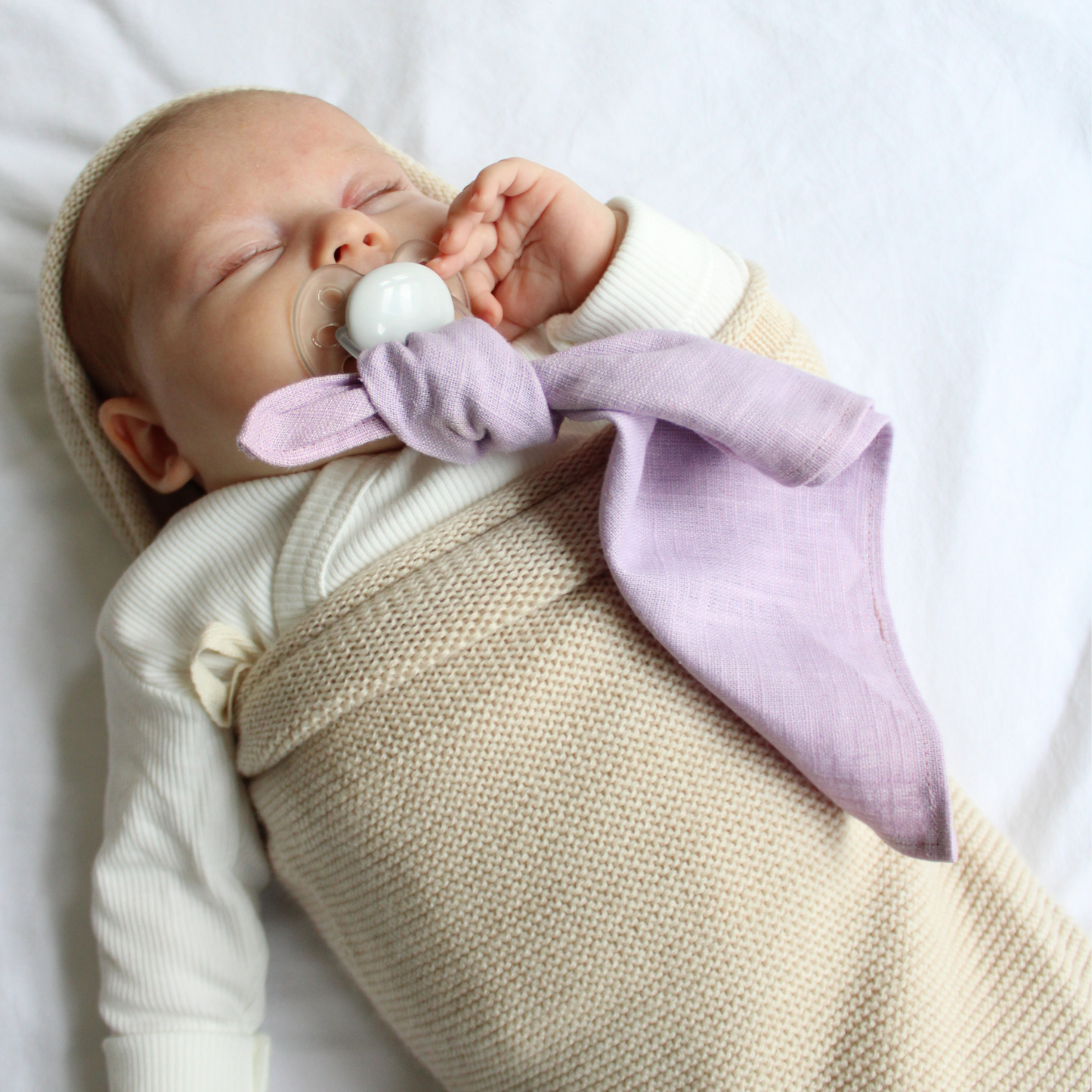 linnen knuffeldoekje lila baby