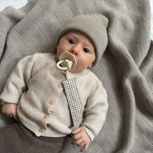 speenkoord beige geruit baby newborn