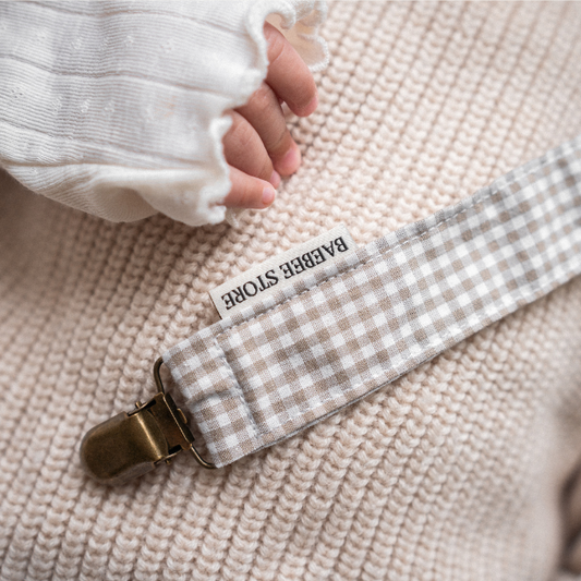 speenkoord geruit beige baby