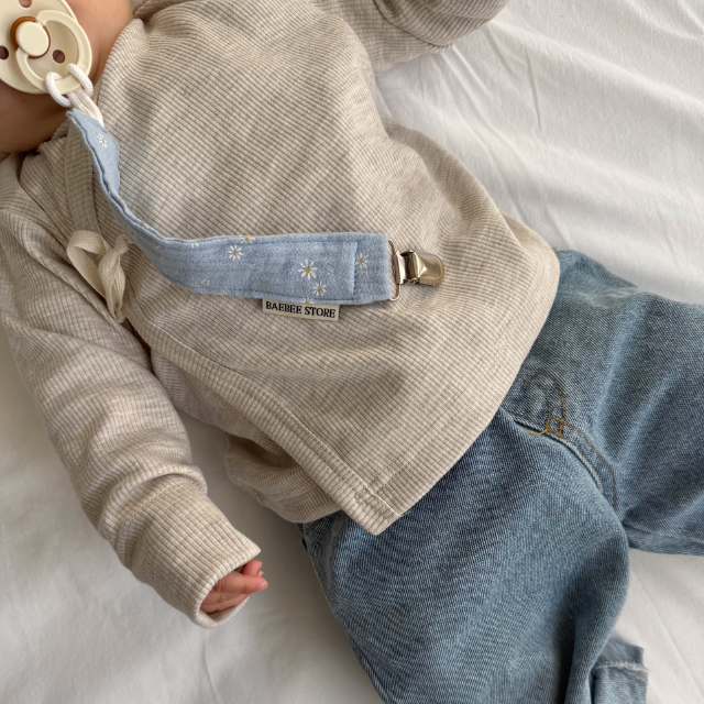 speenkoord bloemen lichtblauw baby
