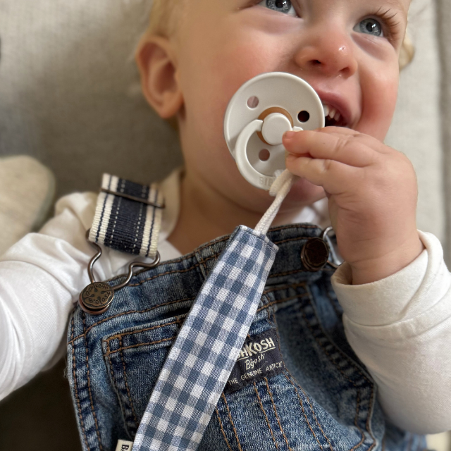 speenkoord blauw wit geruit baby