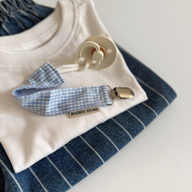 speenkoord geruit blauw baby