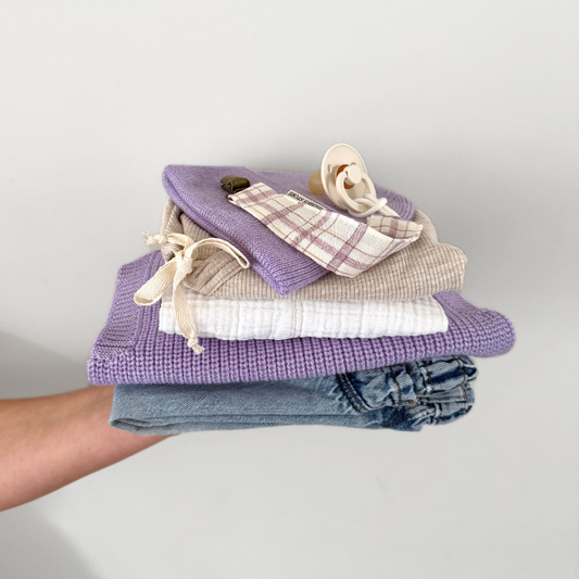 speenkoord geruit lila baby