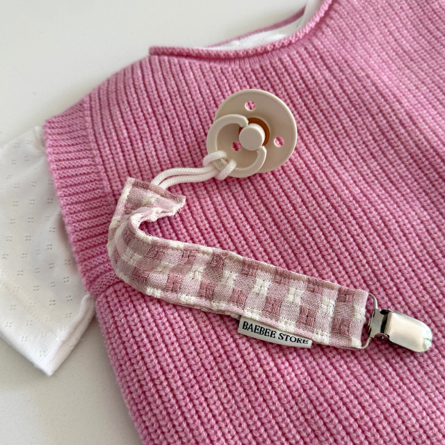 roze ruit speenkoord baby kids newborn geruit