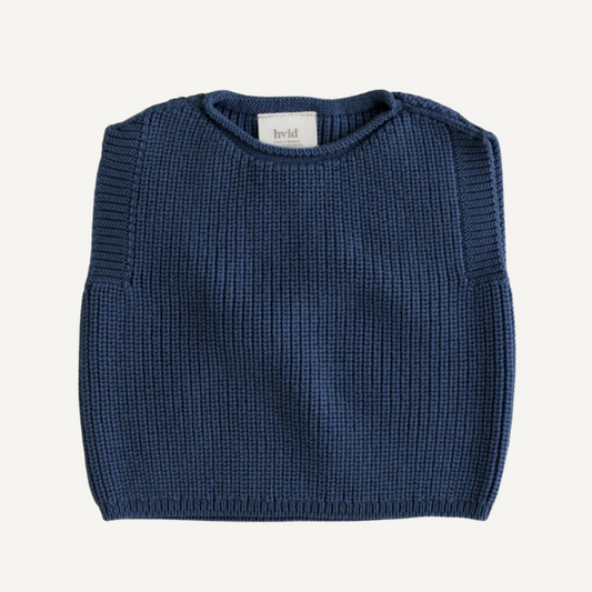 hvid spencer vest merinowol blauw baby
