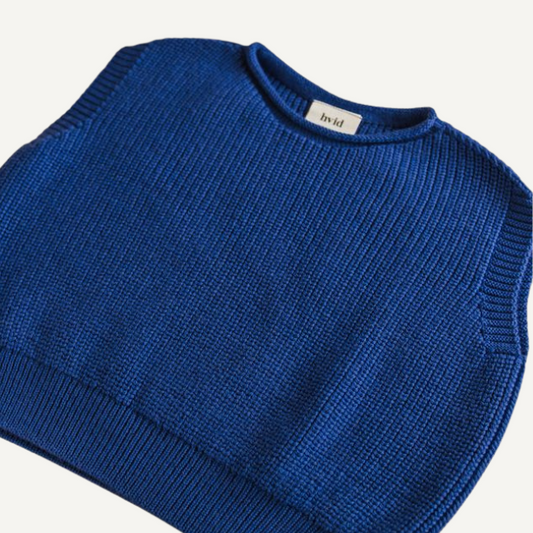 spencer vest merinowol kids blauw 