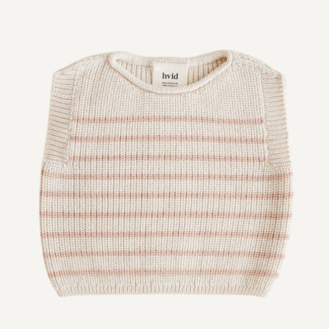 hvid merinowol spencer vest cream apricot gestreept